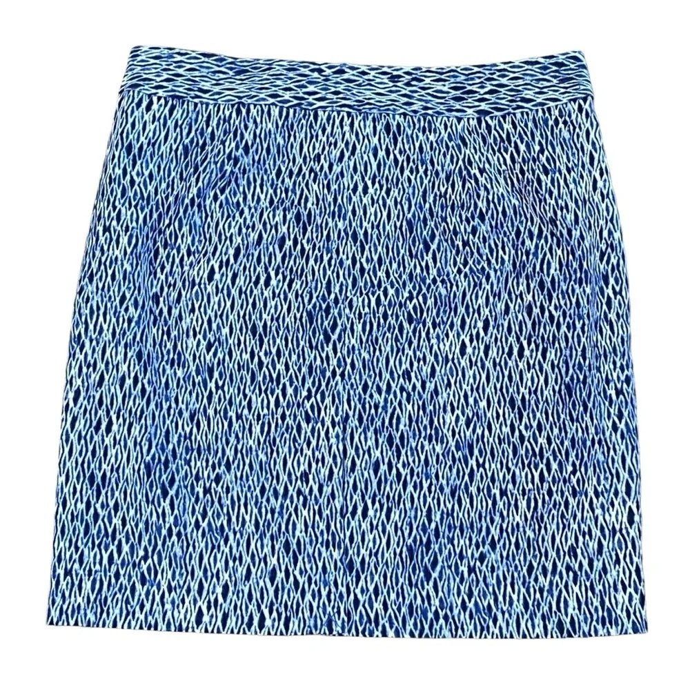 Michael Kors Blue Shibori Print Belted Pencil Skirt Size 12